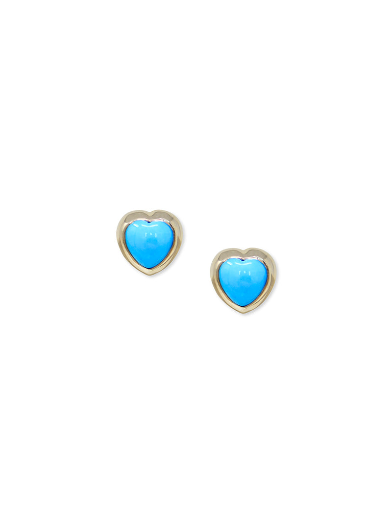 Dew Drop Amour Studs | Turquoise | 14K Yellow Gold