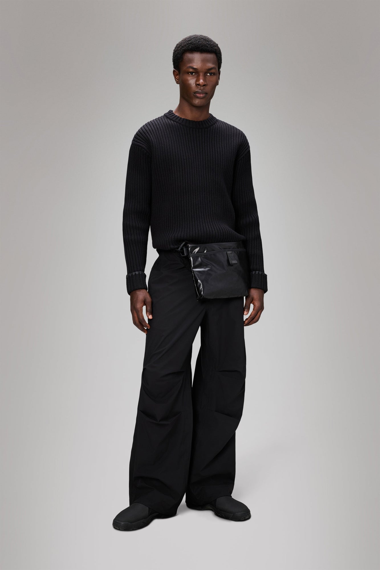 RAINS Sapa Knit Crew Neck Black Long Sleeve