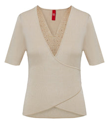 Knit Short Sleeve Top | Beige