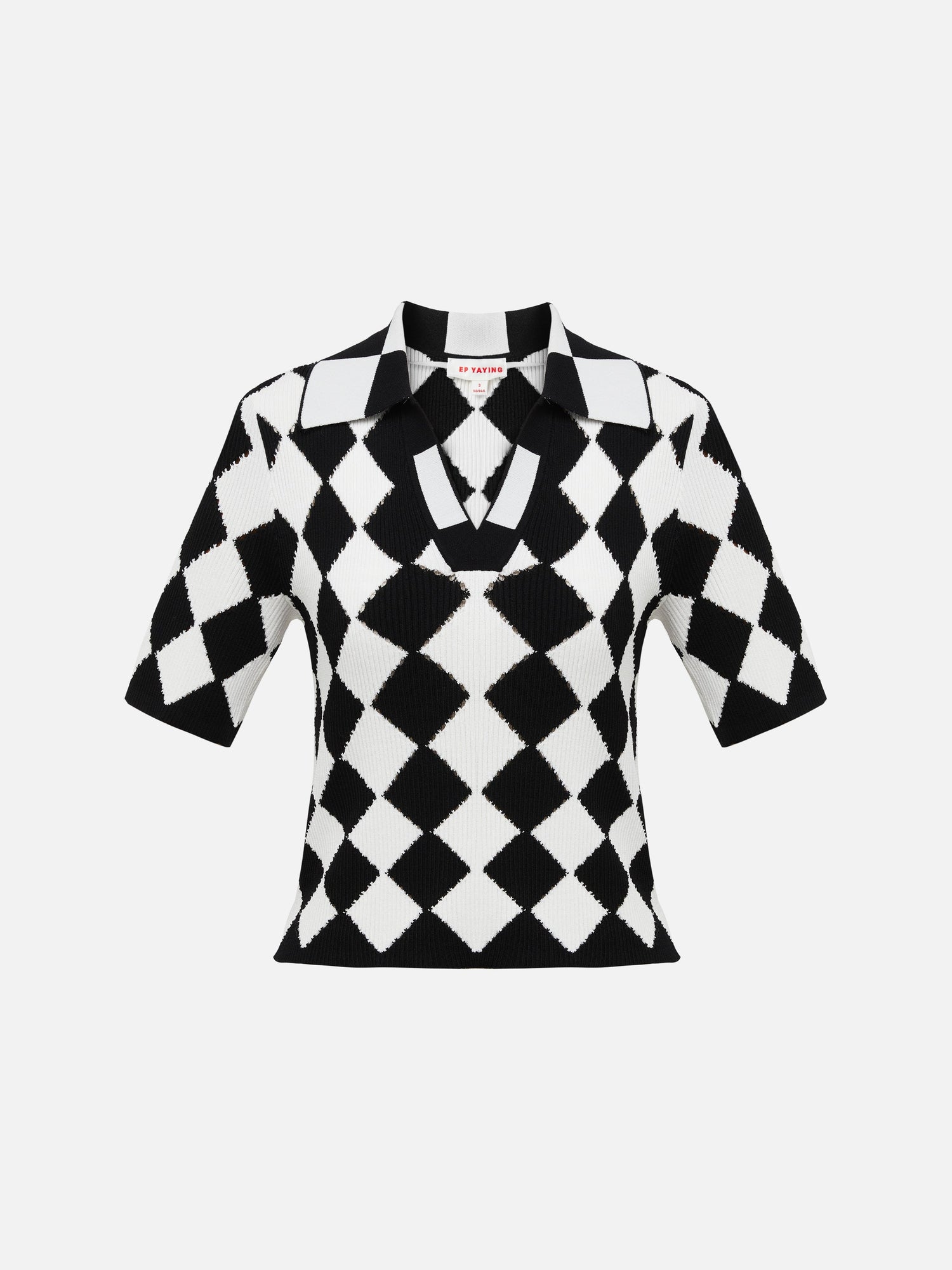 Rhombic Pattern Knit Sweater | Black