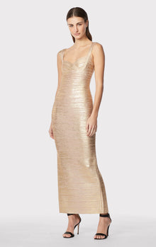 Sweetheart Banded Foil Gown | Gold Foil