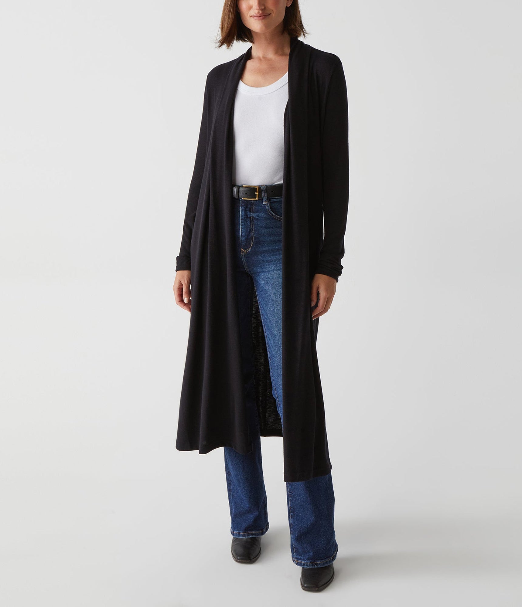 Izzy Longline Open Cardigan | Black