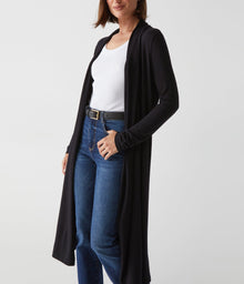 Izzy Longline Open Cardigan | Black