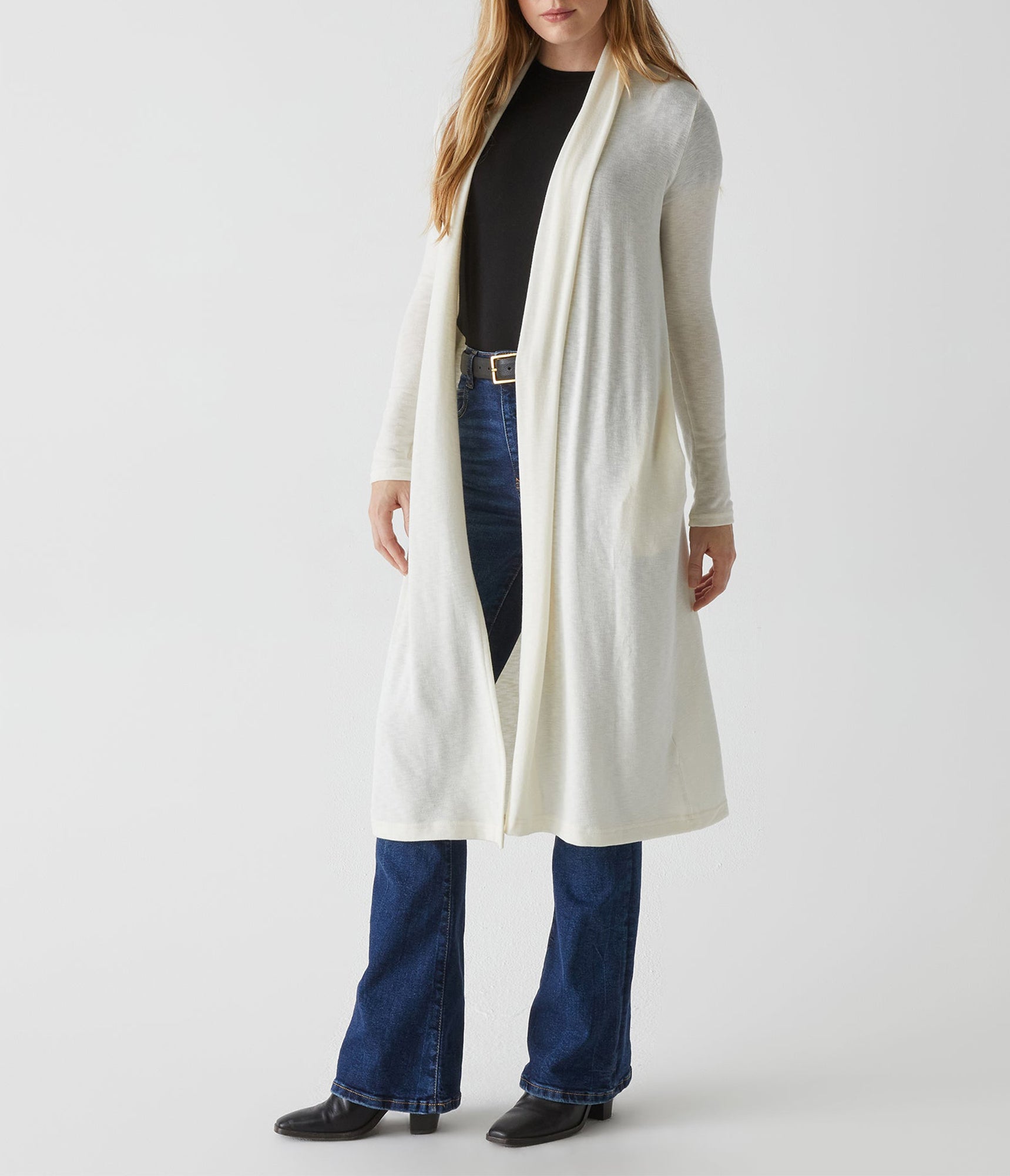 Izzy Longline Open Cardigan | Chalk