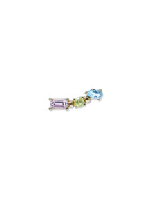 Melia Geometric Rainbow Ear Crawler | Pink Sapphire/Swiss Blue Topaz/Peridot | 14K Yellow Gold