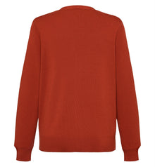 Wool Embroidered Knit Cardigan | Orange