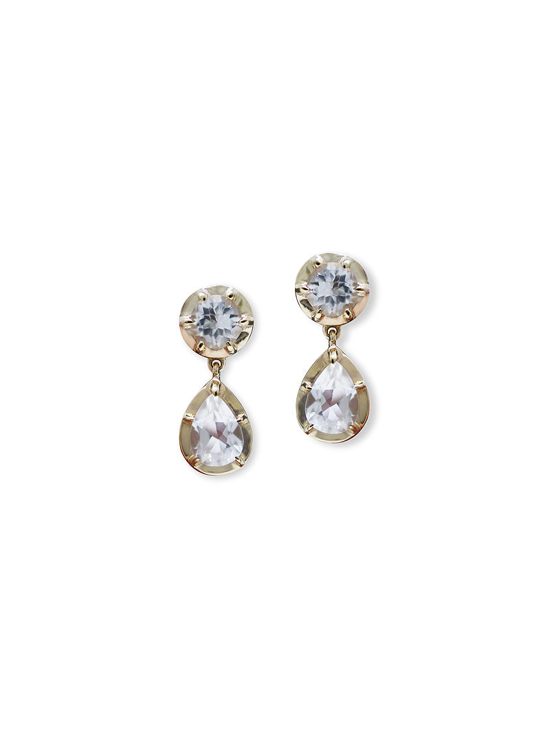 Melia Drop Earrings | Clear Topaz | 14K Yellow Gold