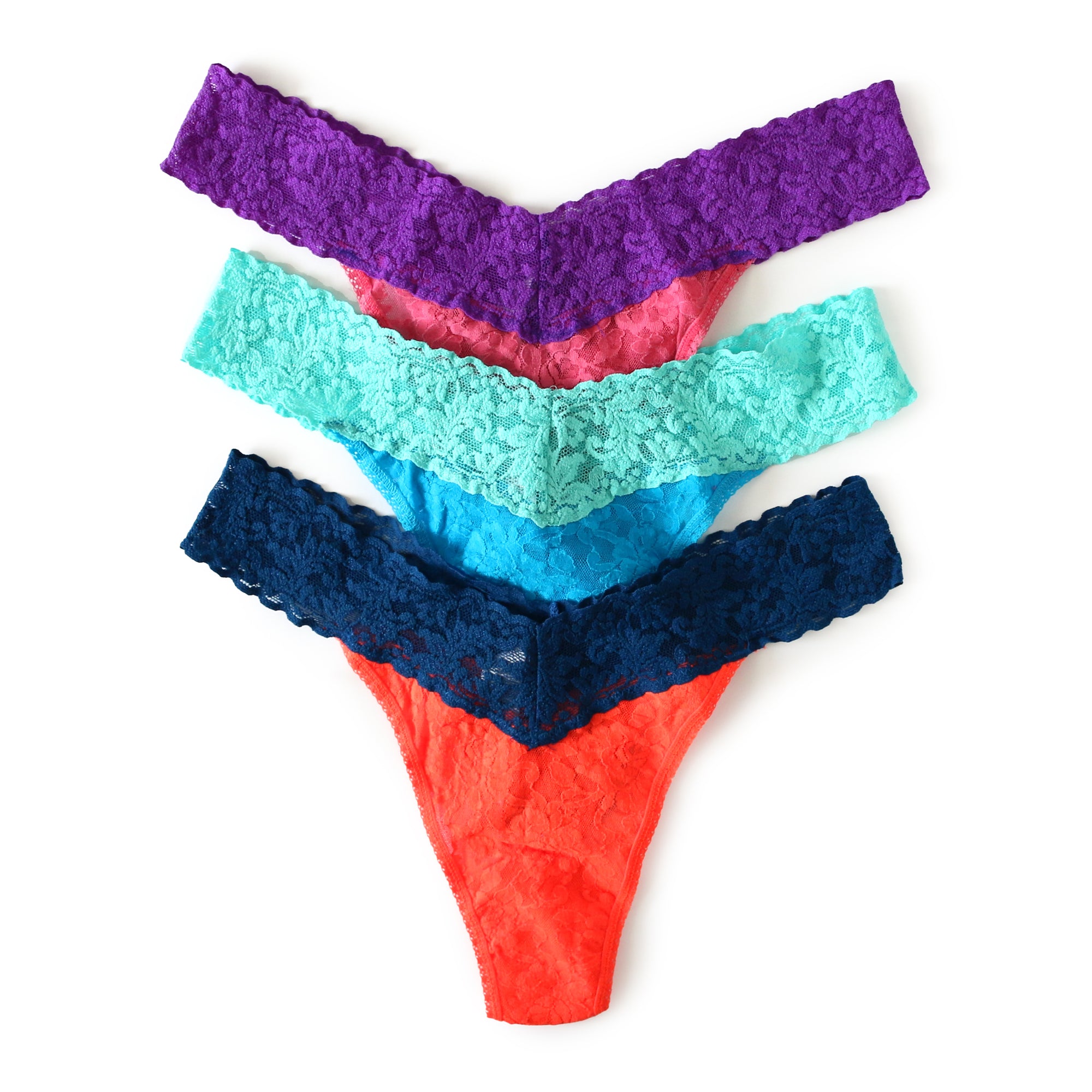 3-Pack Signature Lace Original Rise Thong | Tano/Oxford Blue, Isbl/Aquatic Blue, Srup/Rypr