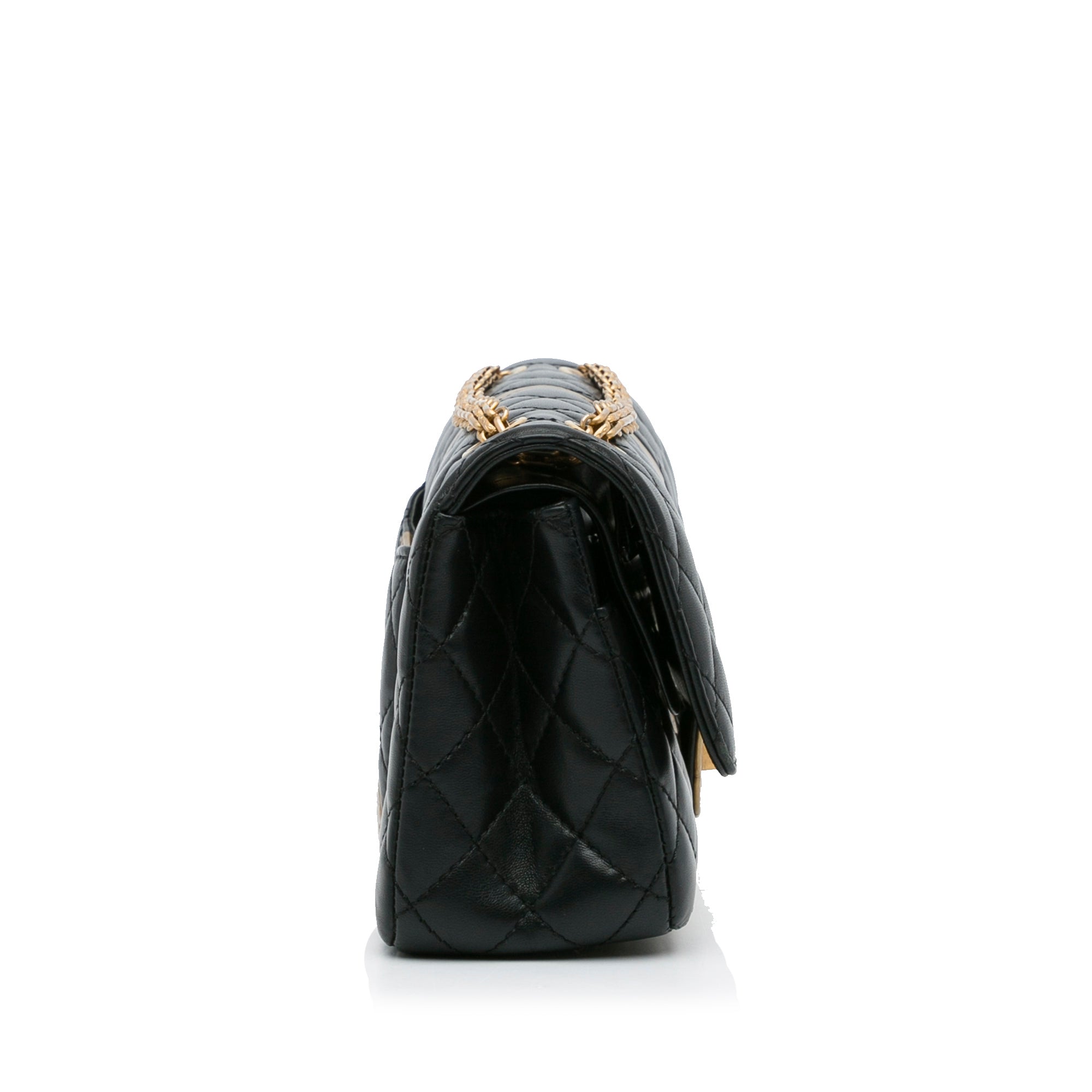 Chanel | Pre-Owned Medium Croc Embossed Lambskin 2.55 Reissue Double Flap Bag | Black/Gold