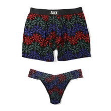 Signature Lace Original Rise Thong & Saxx Boxer Brief | Snow Flake Chevron (Black)