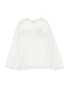 Girls | Long-Sleeved Embroidered T-Shirt | White Cream/Green