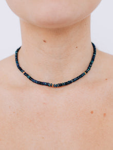 Boheme Faceted Midnight Blue Rondelle Necklace | Midnight Blue Opal | 18K Yellow Gold