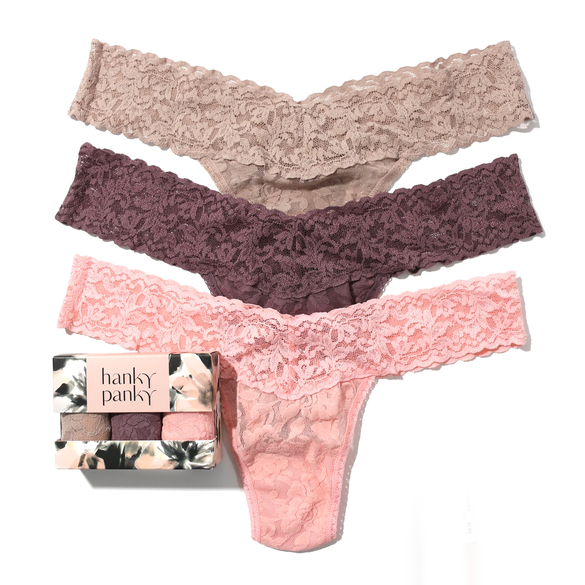 3 Pack Signature Lace Low Rise Thongs | Taupe, Dusk, Rswp