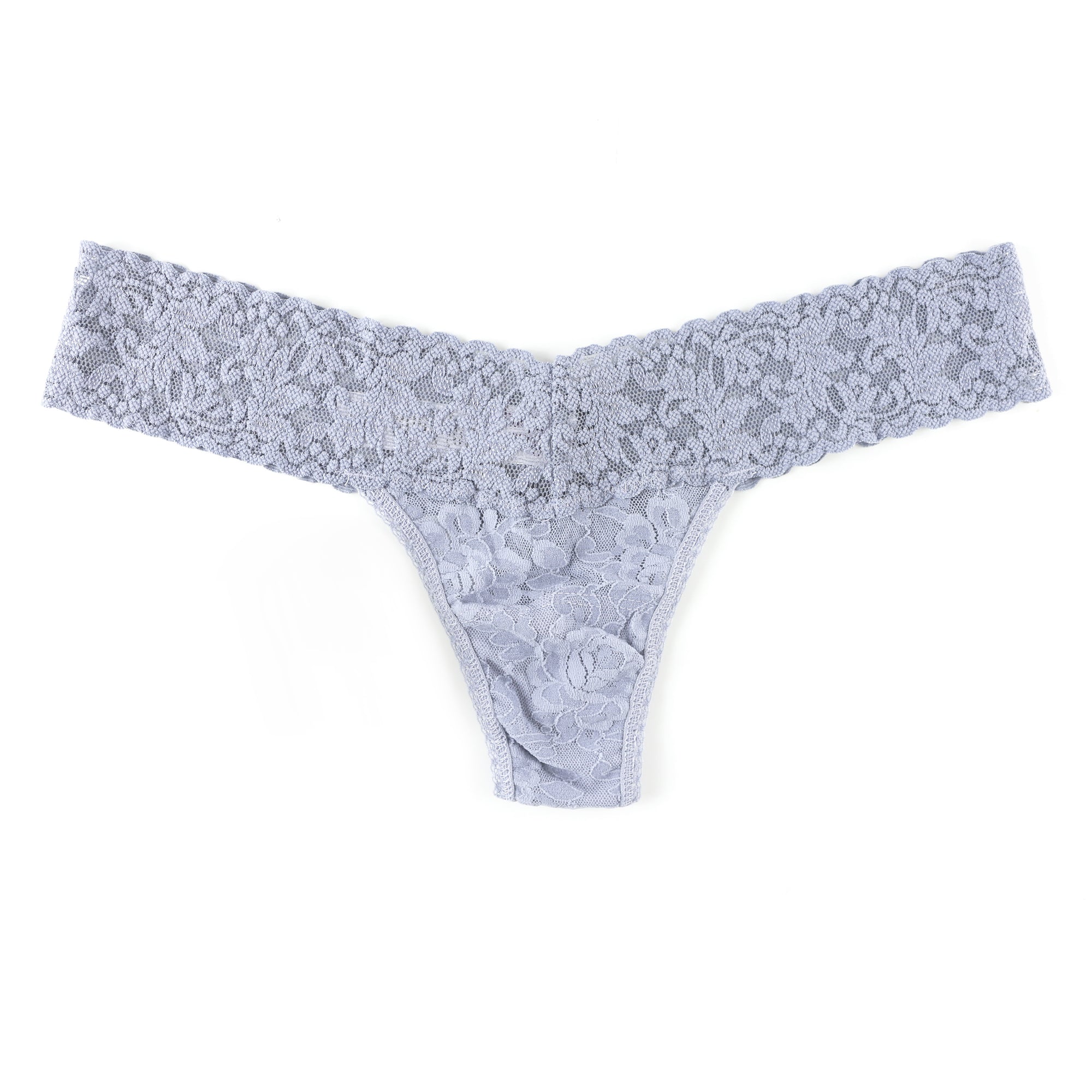 Signature Lace Low Rise Thong | Shining Armor Grey