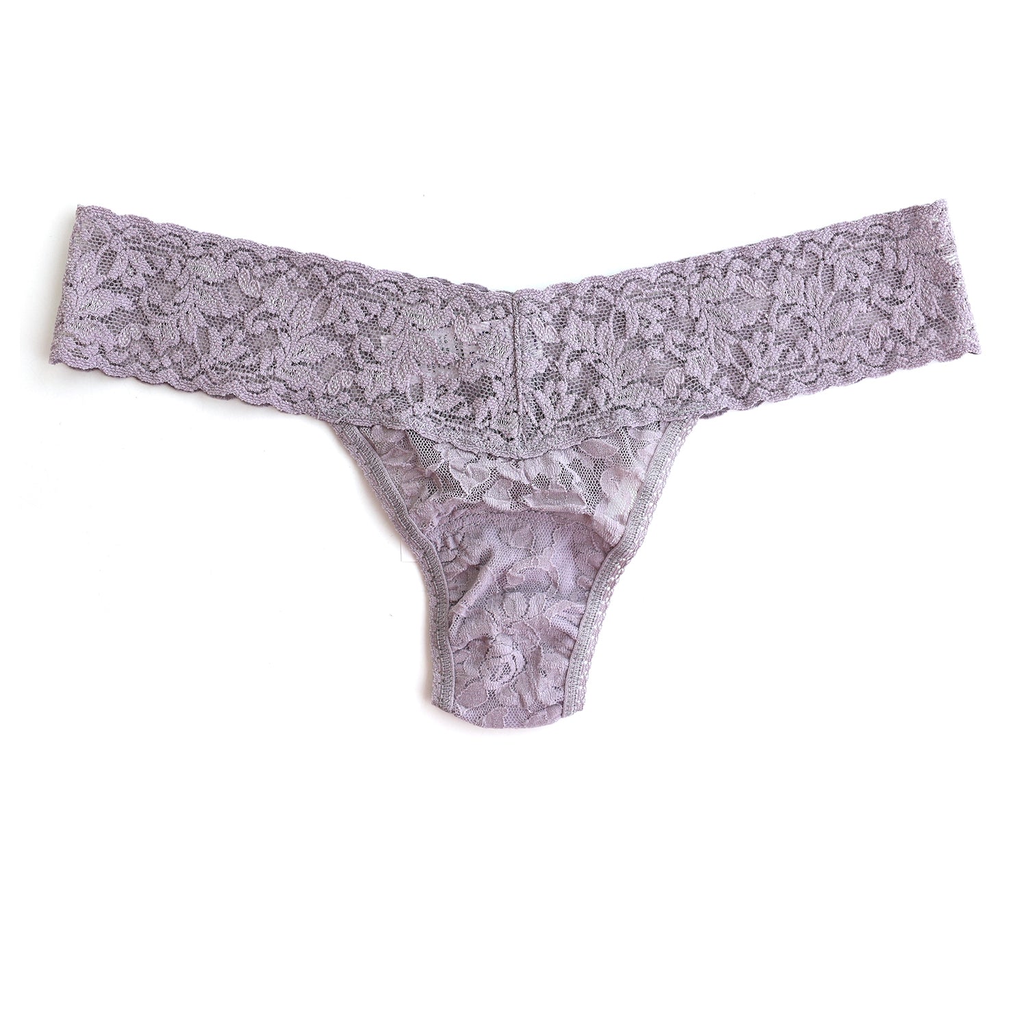 Signature Lace Low Rise Thong | Steel