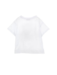 Girls | Jersey T-Shirt With Rhinestones | White/FairyTale Pink