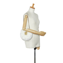Chanel | Pre-Owned CC Crystal Embellished Faux Fur Round Crossbody | White