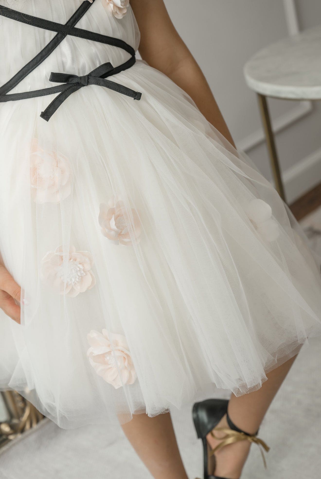 Girl | Giselle CrissCross Tulle Dress | Ivory x Black