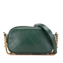 Chanel | Pre-Owned Stitched Calfskin and Grosgrain Button Up Double Zip Camera Bag | Green/Dark Green
