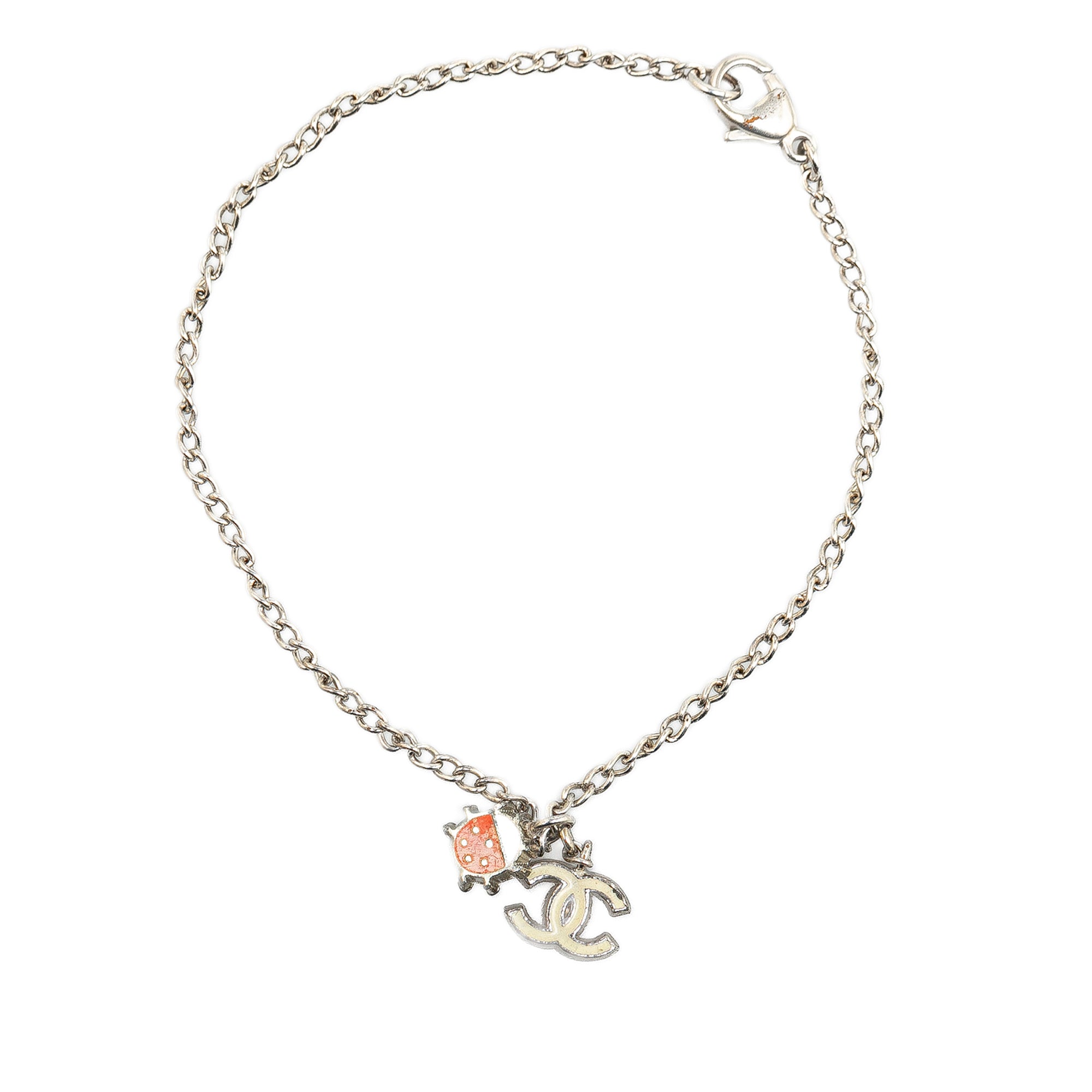 Chanel | Pre-Owned Silver Plated CC Ladybug Charm Bracelet | Silver