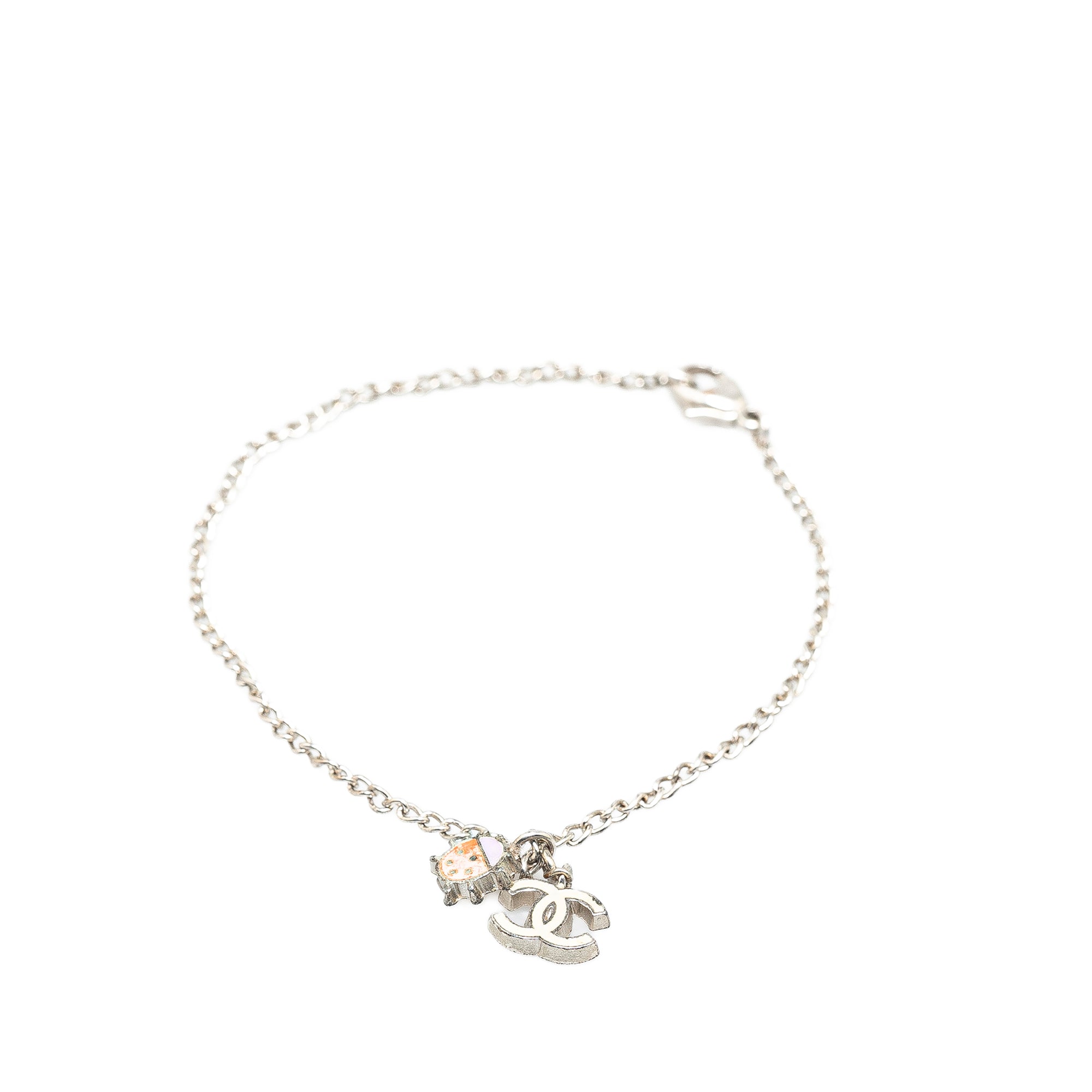 Chanel | Pre-Owned Silver Plated CC Ladybug Charm Bracelet | Silver