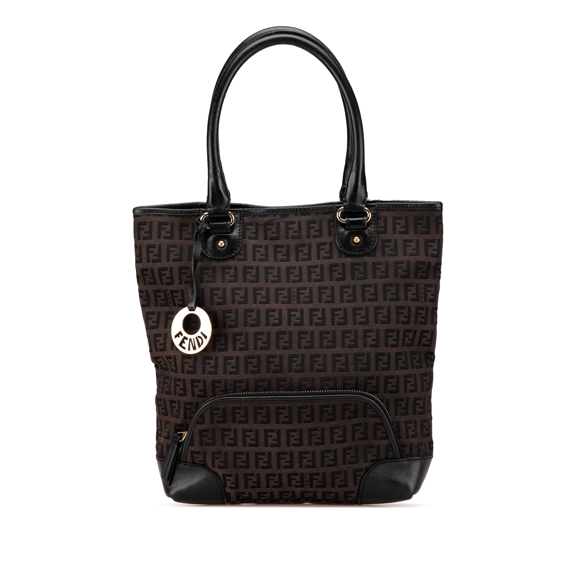 Fendi | Pre-Owned Zucchino Canvas Chef Front Pocket Shopping Tote | Brown/Dark Brown