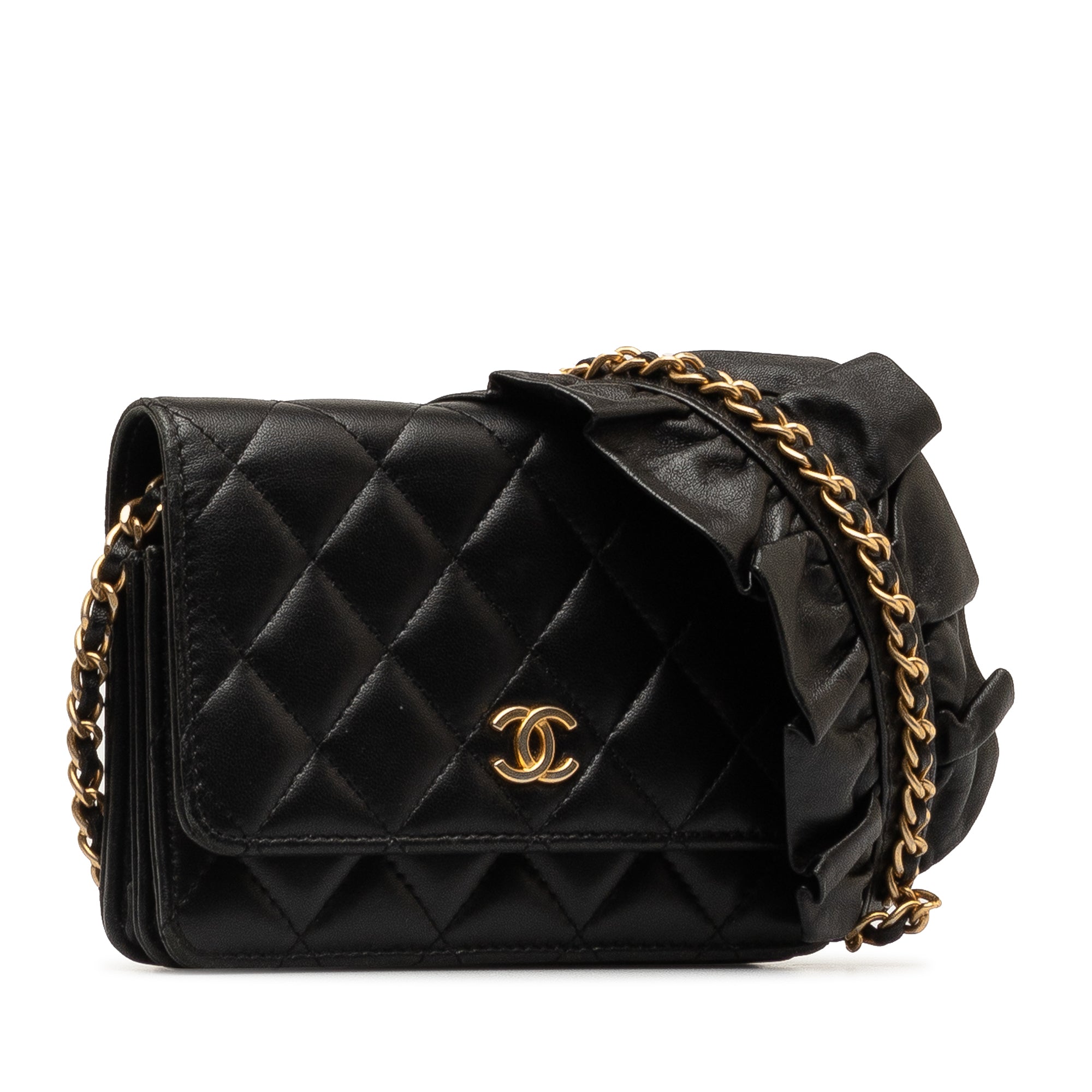 Chanel | Pre-Owned Lambskin Romance Wallet On Chain | Black
