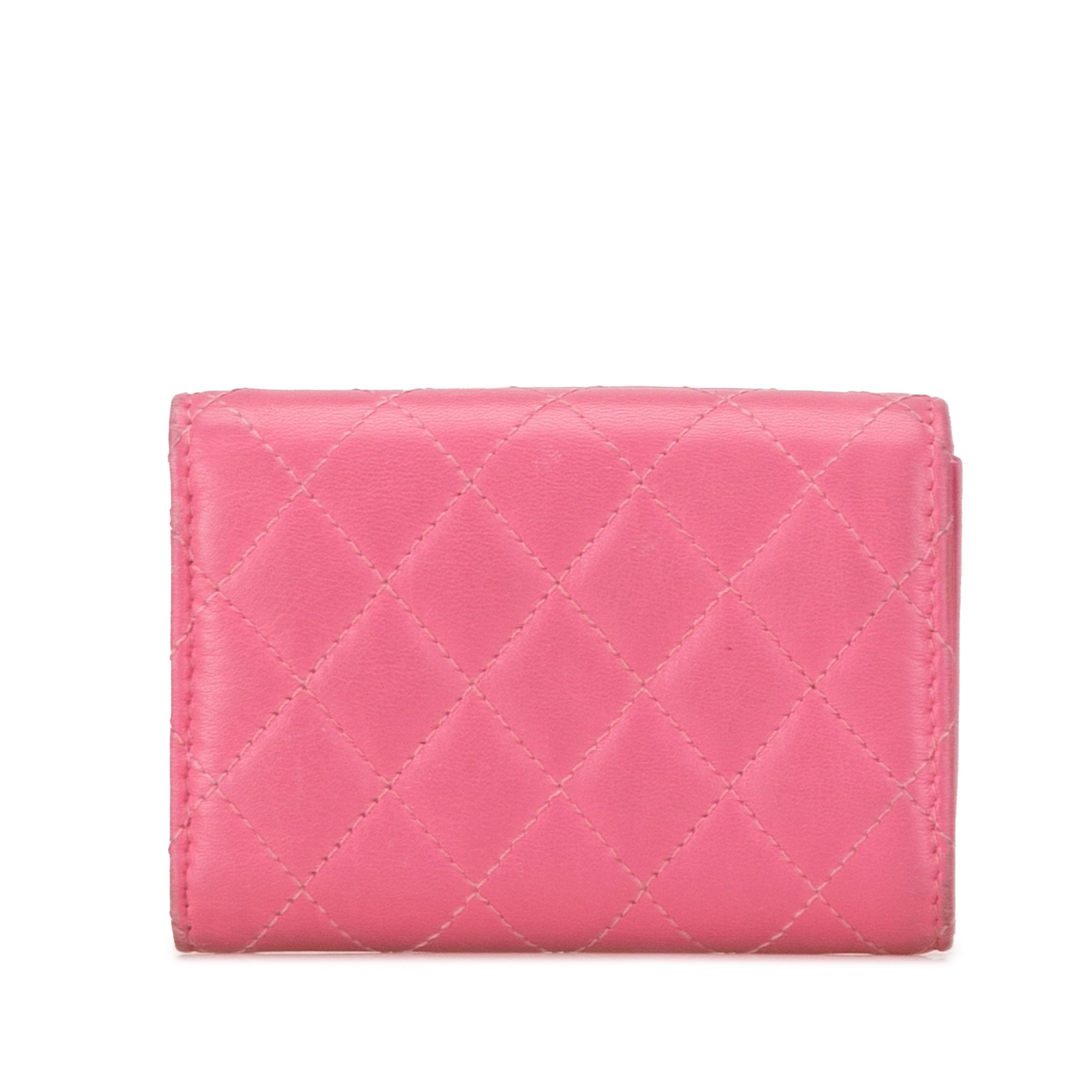 Chanel | Pre-Owned Lambskin Boy Flap Compact Wallet | Pink