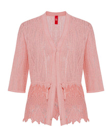 V-neck Jacquard Knit Cardigan | Pink