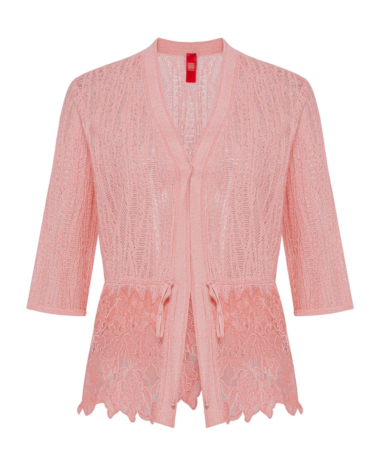 V-neck Jacquard Knit Cardigan | Pink
