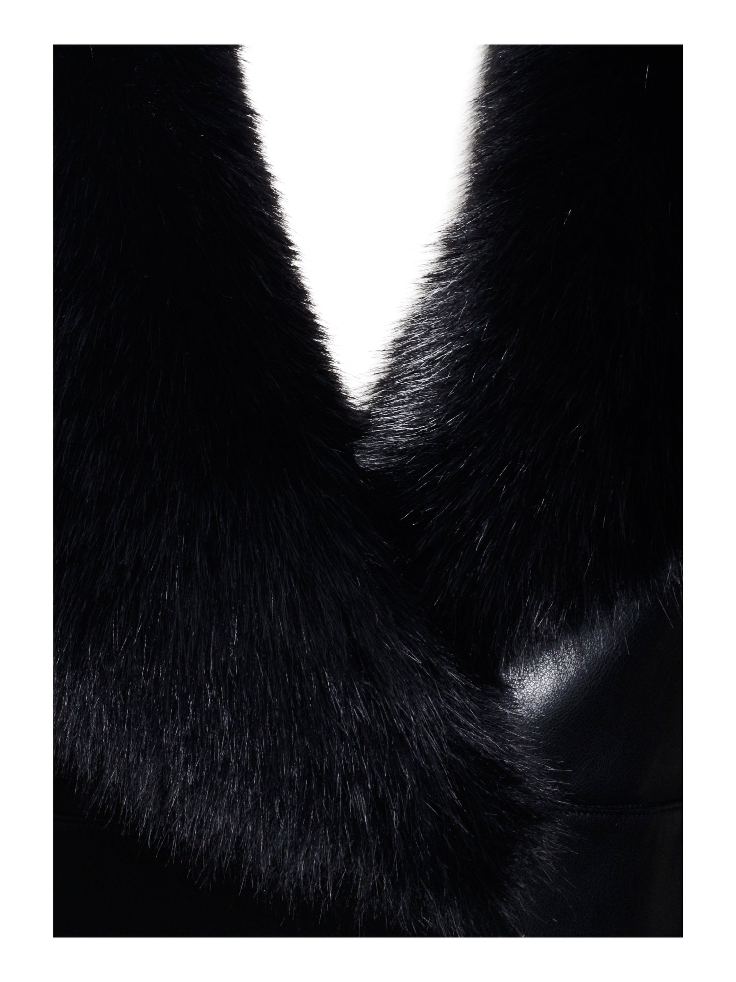 Ziah Cropped Leather Jacket with Fur Collar | Black