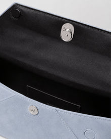 Cassandra Clutch | Light Blue Suede