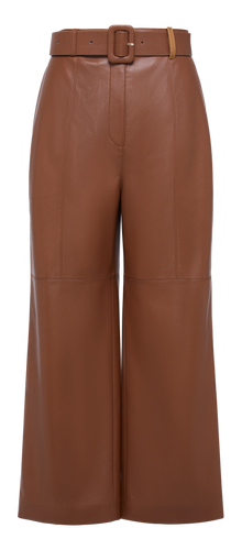 Leather Straight Leg Pants | Khaki