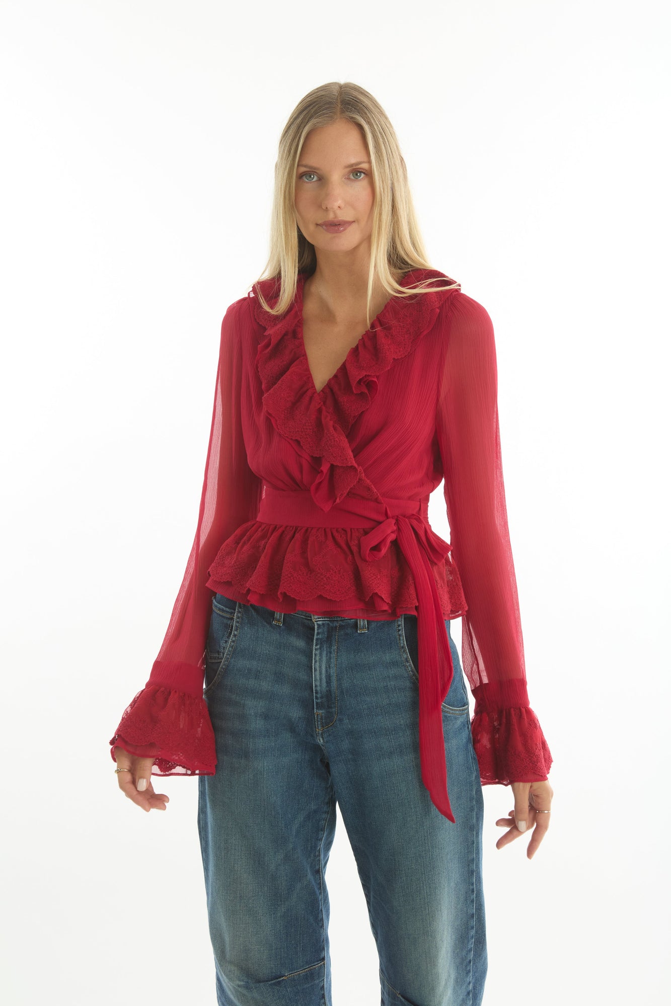 Poet Blouse | Lipstick Red