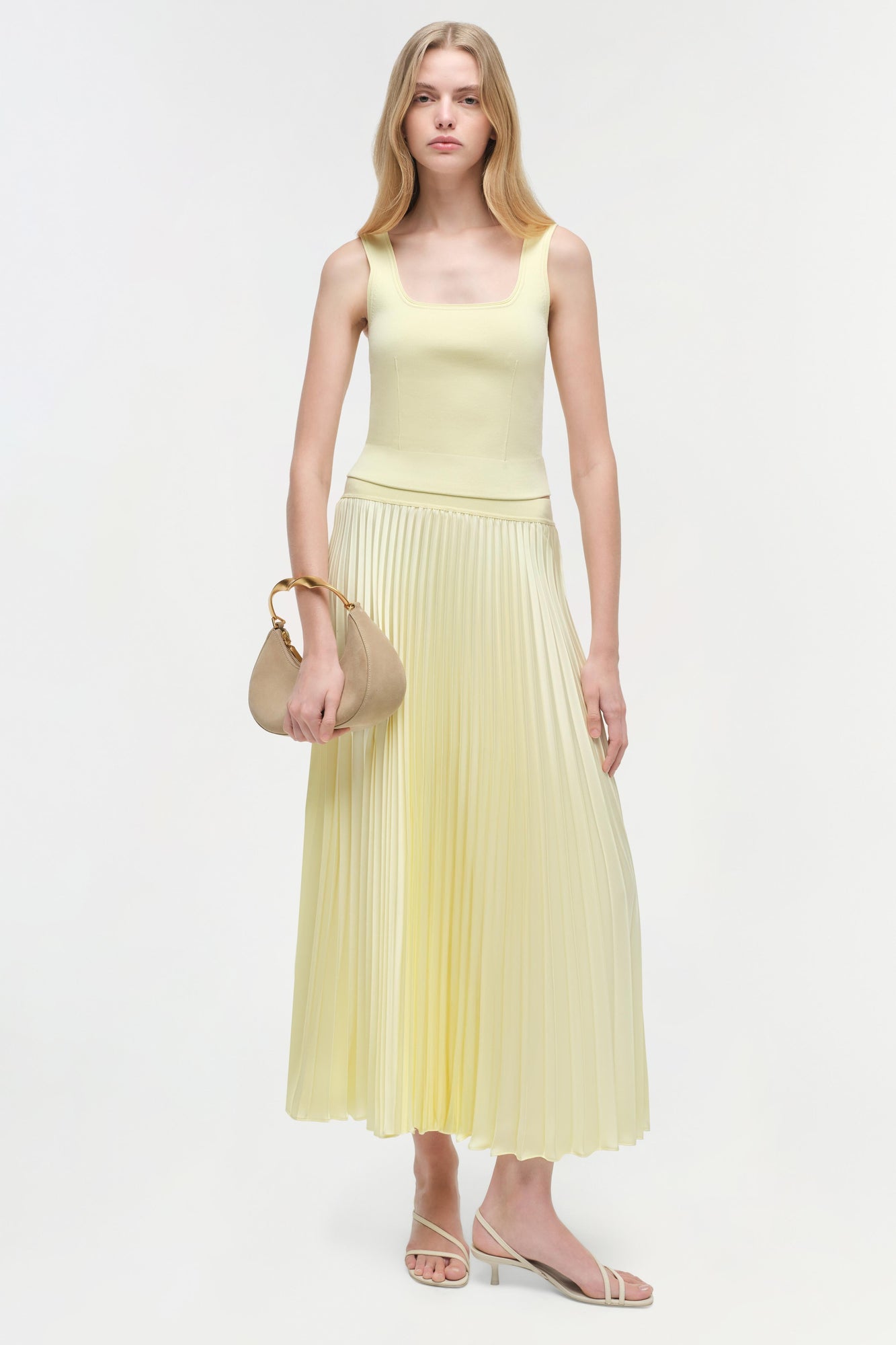 Womens | Melanie Pleated Midi Skirt | Sunglow