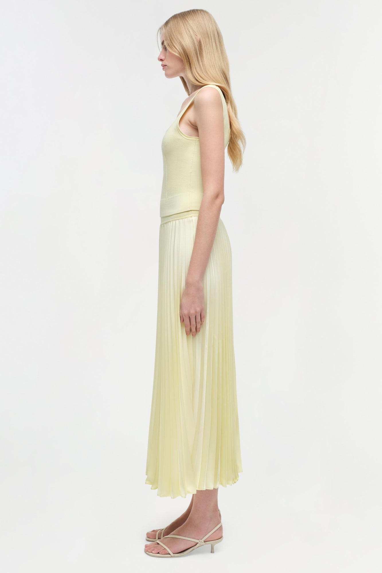 Womens | Melanie Pleated Midi Skirt | Sunglow