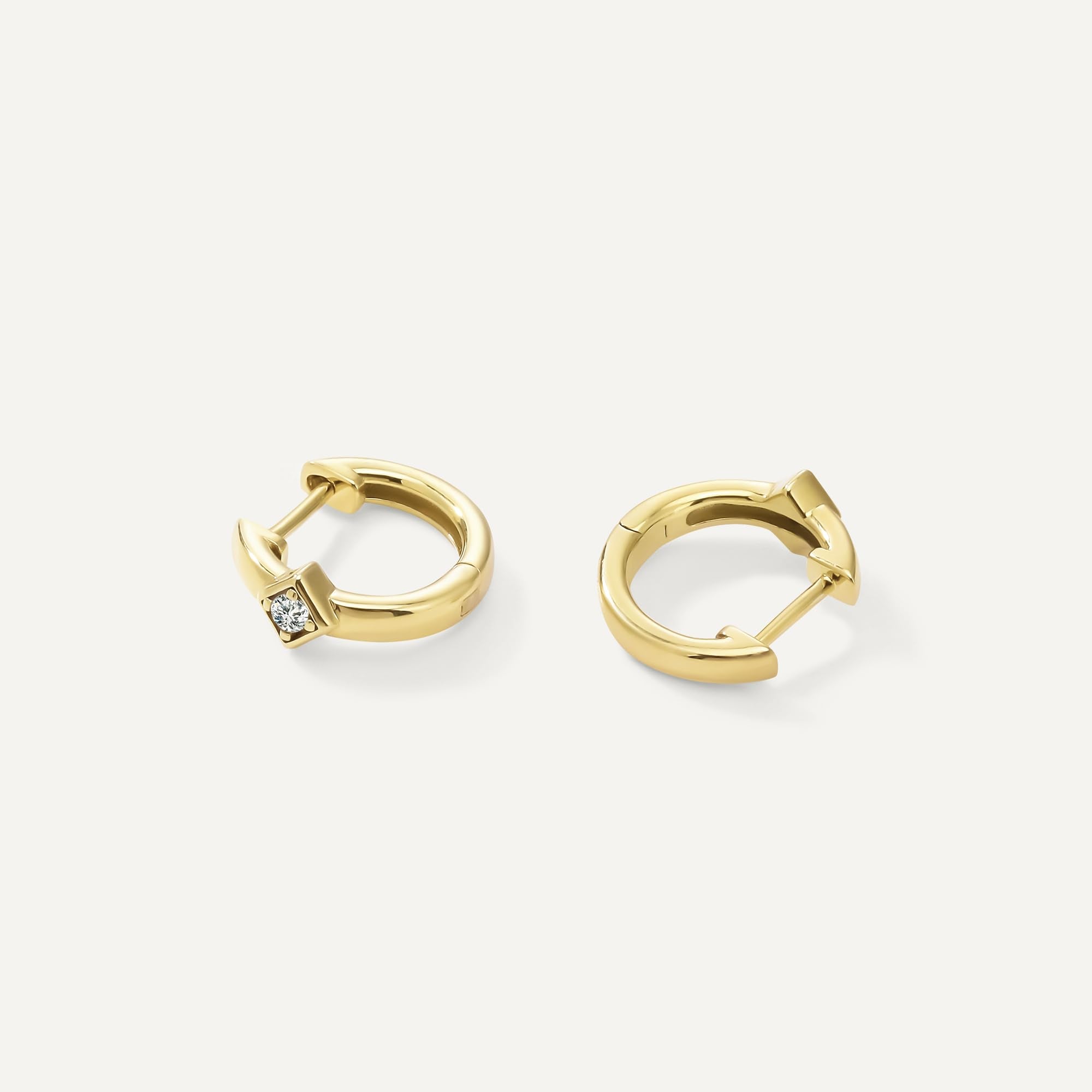 Womens | 0.06 CT Round Cut Lab Grown Accent Diamond | Hoop Earrings | 14K Yellow Gold Plated Silver | G-SI