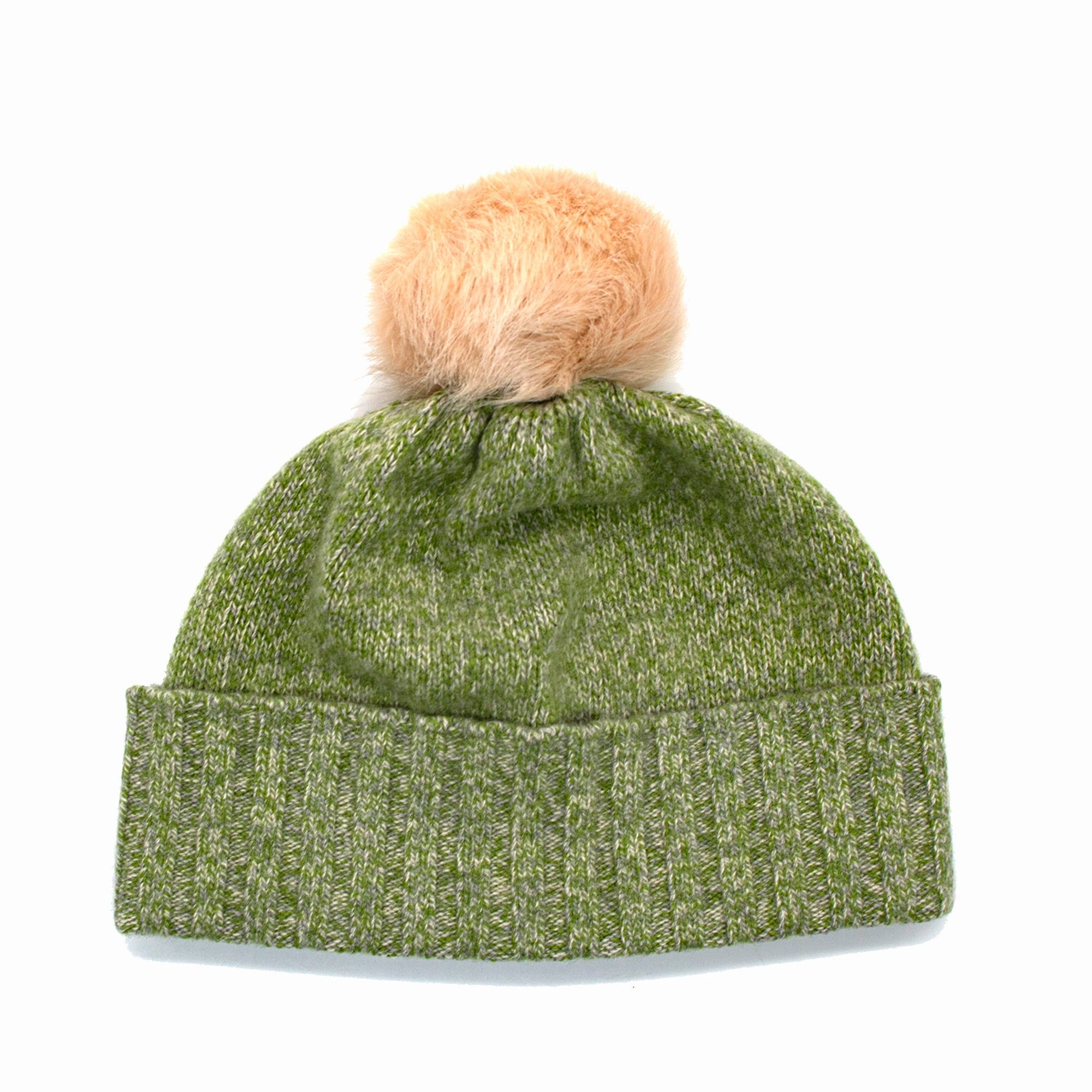 Cashmere Tweeded Beanie With Pom | Green