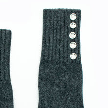 Womens | Gloves with Crystal Stones | Charcoal