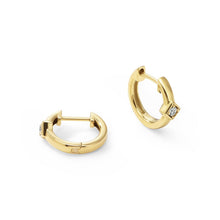 Womens | 0.06 CT Round Cut Lab Grown Accent Diamond | Hoop Earrings | 14K Yellow Gold Plated Silver | G-SI