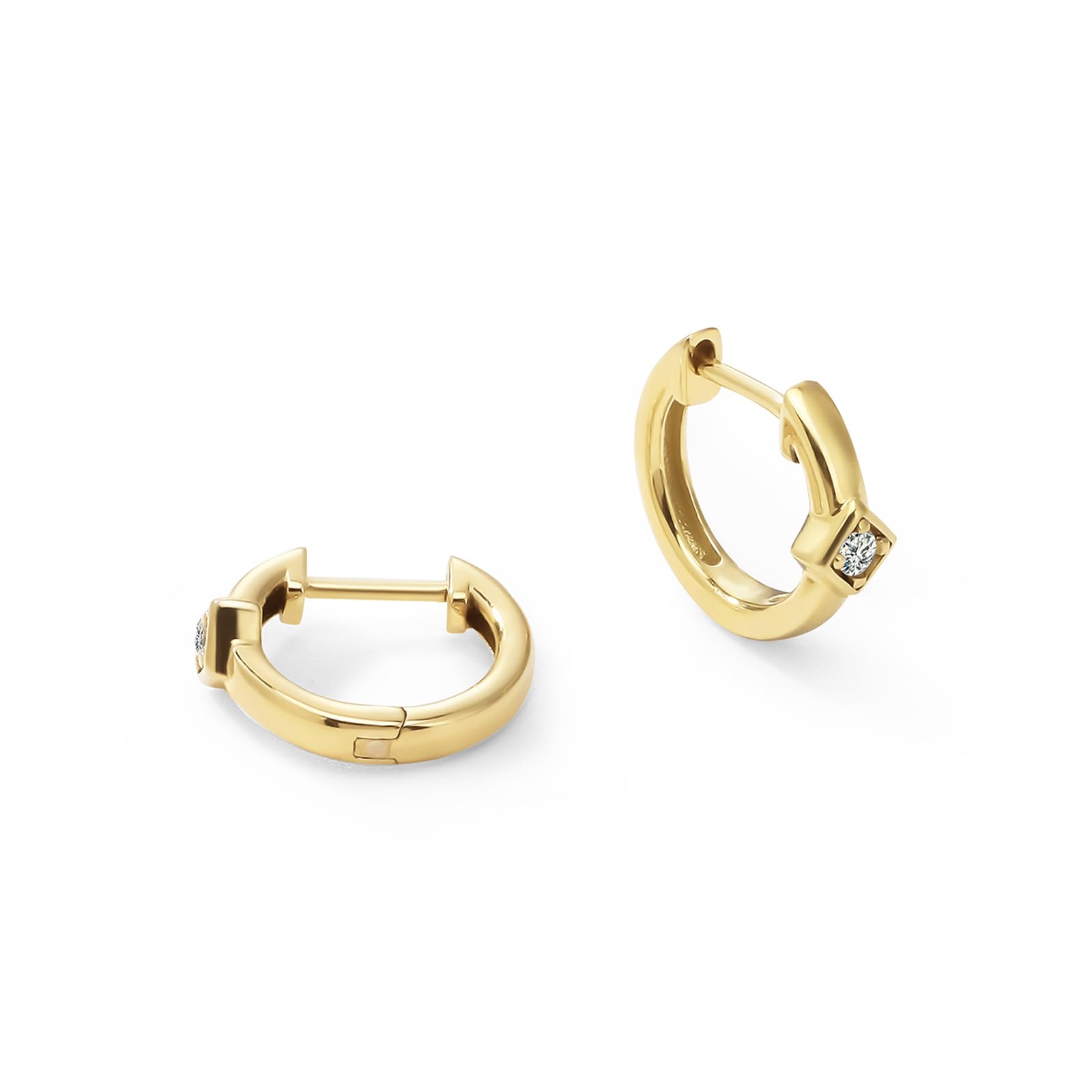 Womens | 0.06 CT Round Cut Lab Grown Accent Diamond | Hoop Earrings | 14K Yellow Gold Plated Silver | G-SI