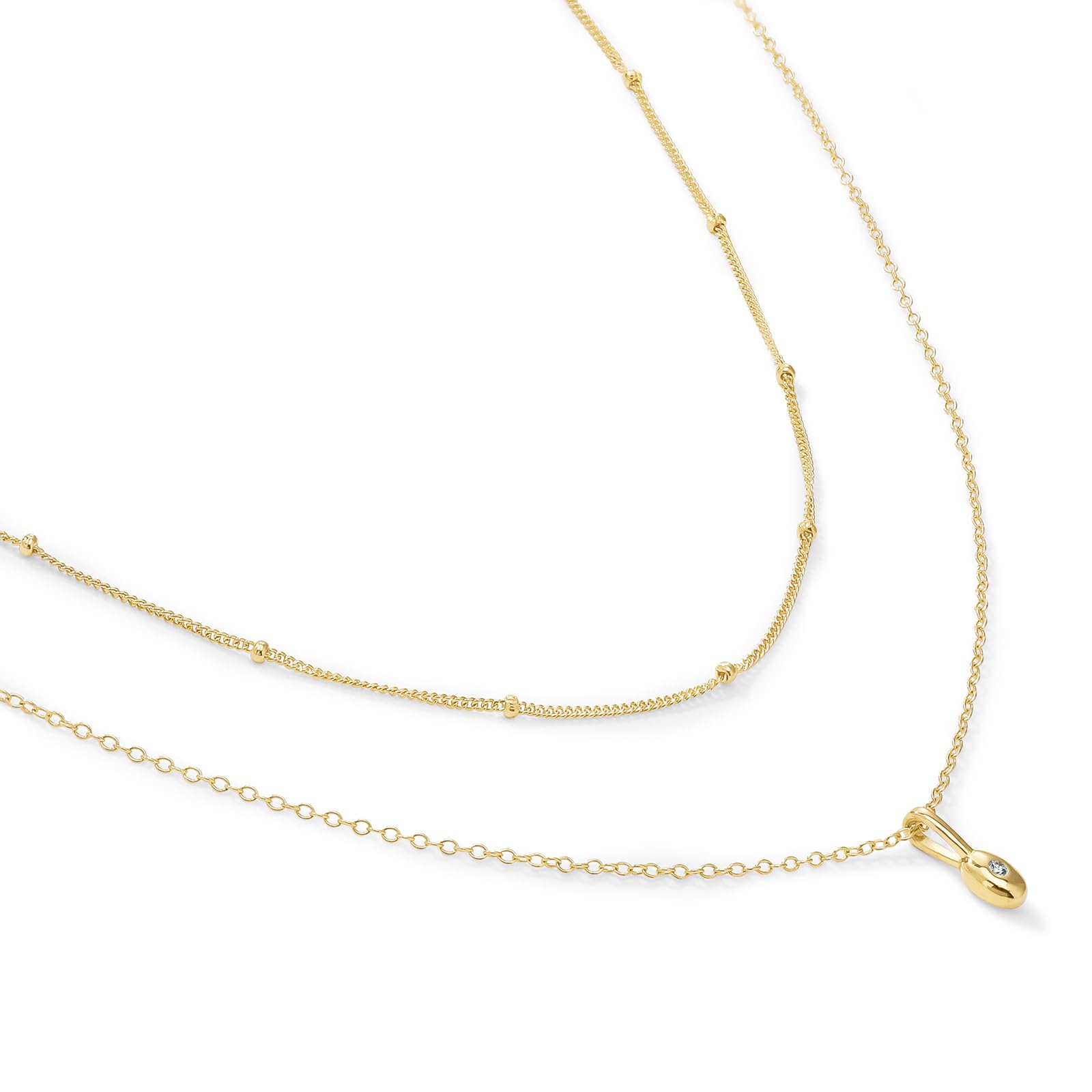 Womens | 0.06 CT Round Cut Lab Grown Accent Diamond | Multi Strand Fashion Necklace | 14K Yellow Gold Silver | G-SI