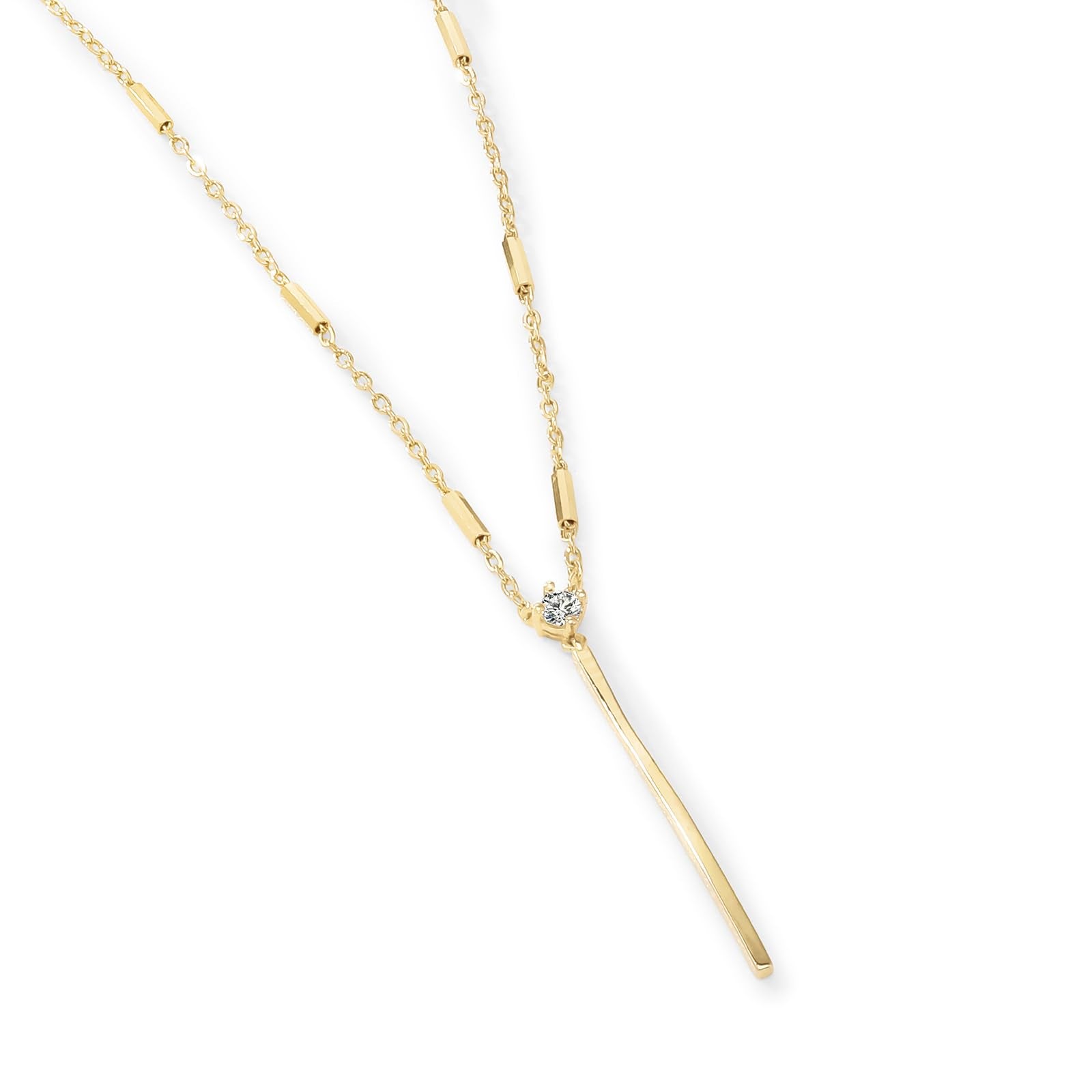 Womens | 0.11 CT Round Cut Lab Grown Accent Diamond | Fashion Pendant Necklace | 14K Yellow Gold Silver | G-SI