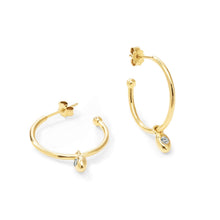 Womens | 0.06 CT Round Cut Lab Grown Accent Diamond | Half Hoop Earrings | 14K Yellow Gold Plated Silver | G-SI