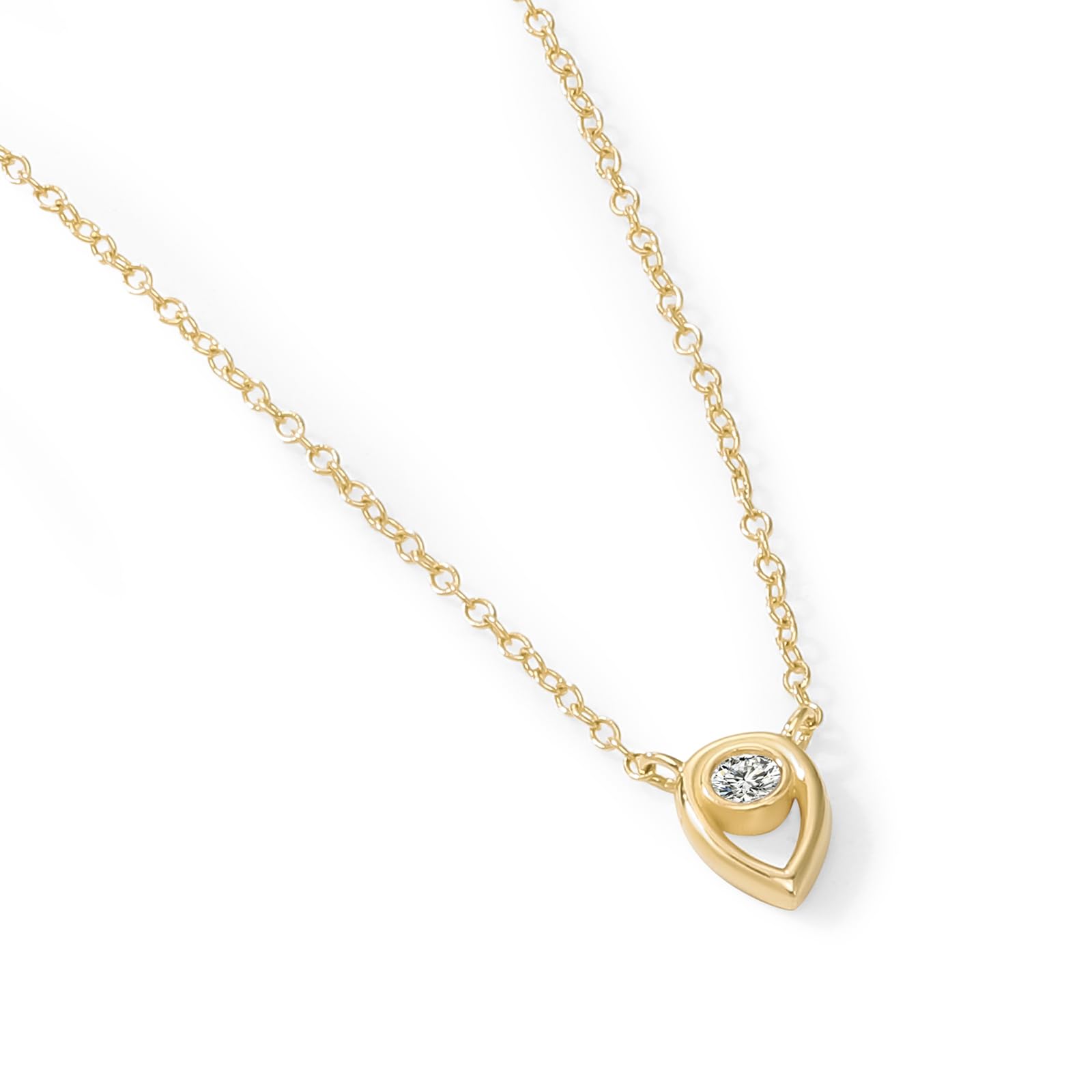 Womens | 0.06 CT Round Cut Lab Grown Accent Diamond | Fashion Pendant Necklace | 14K Yellow Gold Silver | G-SI