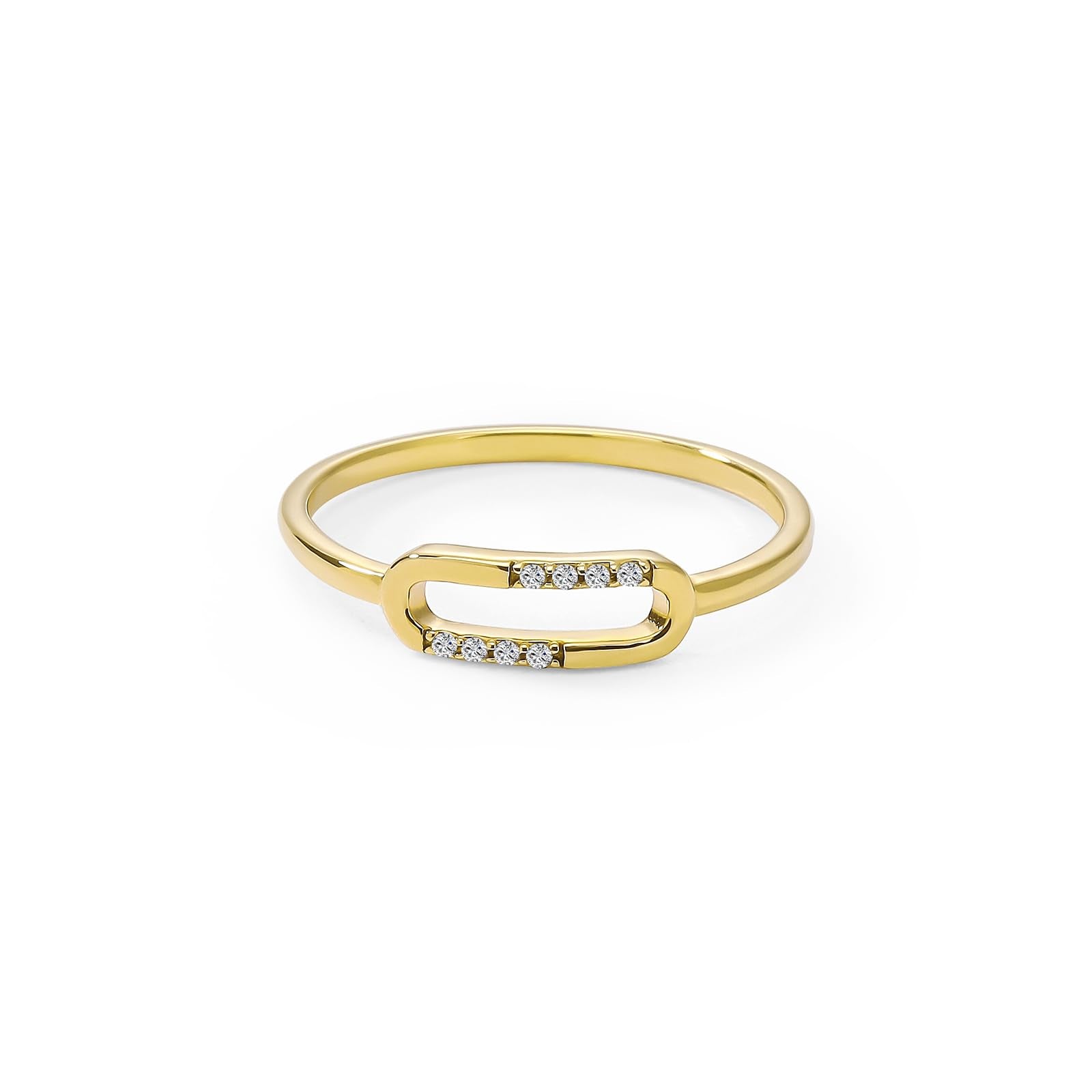 Womens | 0.04 CT Round Cut 8 Stone Lab Grown Accent Diamond | Fashion Band Ring | 14K Yellow Gold Plated Silver | G-SI