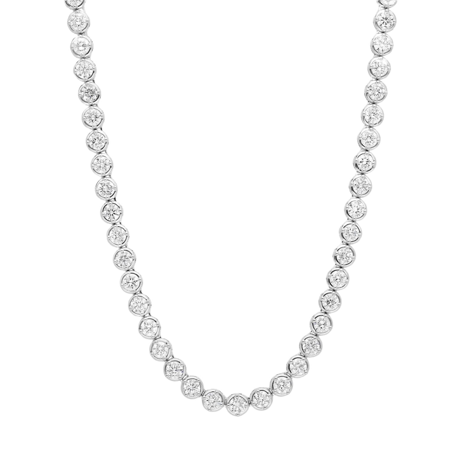 10.00 CT Round Lab-Grown Diamond | Tennis Necklace | 14K White Gold