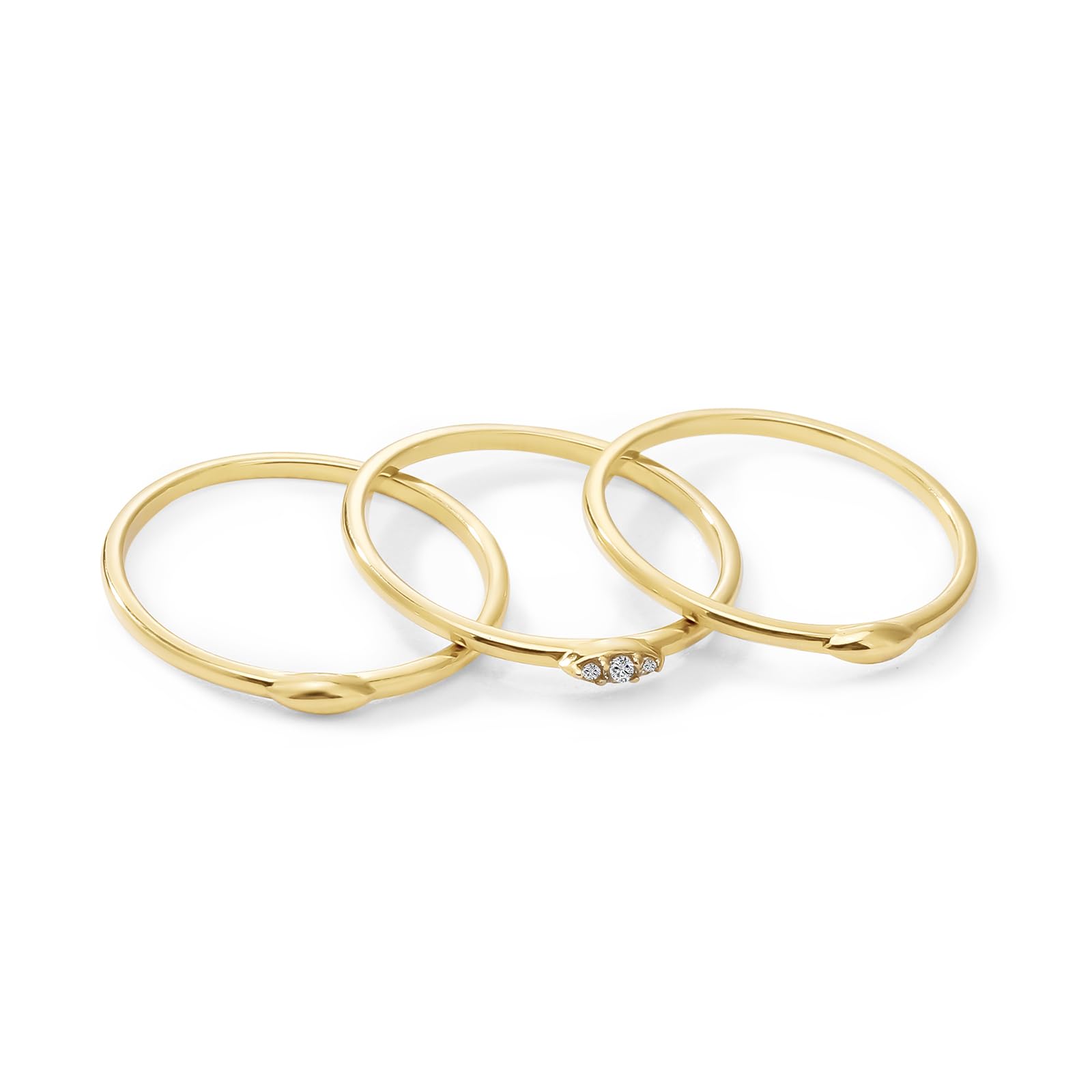 Womens | 0.02 CT Round Cut Lab Grown Accent Diamond | Fashion Band Ring | 14K Yellow Gold Plated Silver | G-SI