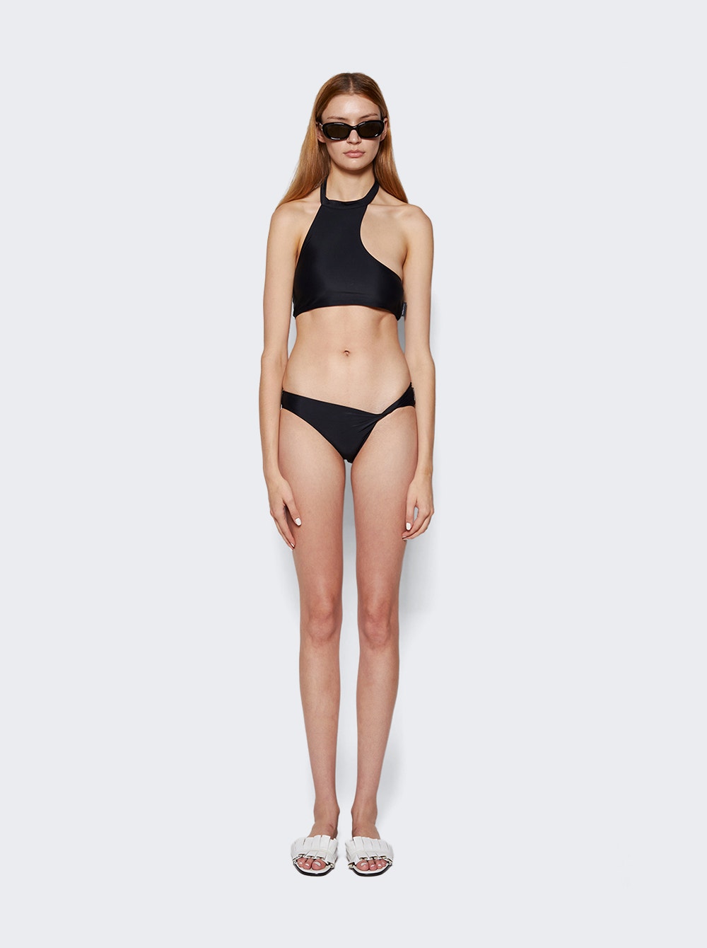 Women | Courrèges | Twist Tech Jersey Swim Top | Black