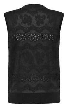 Acetate Sleeveless Round Neck Vest | Black